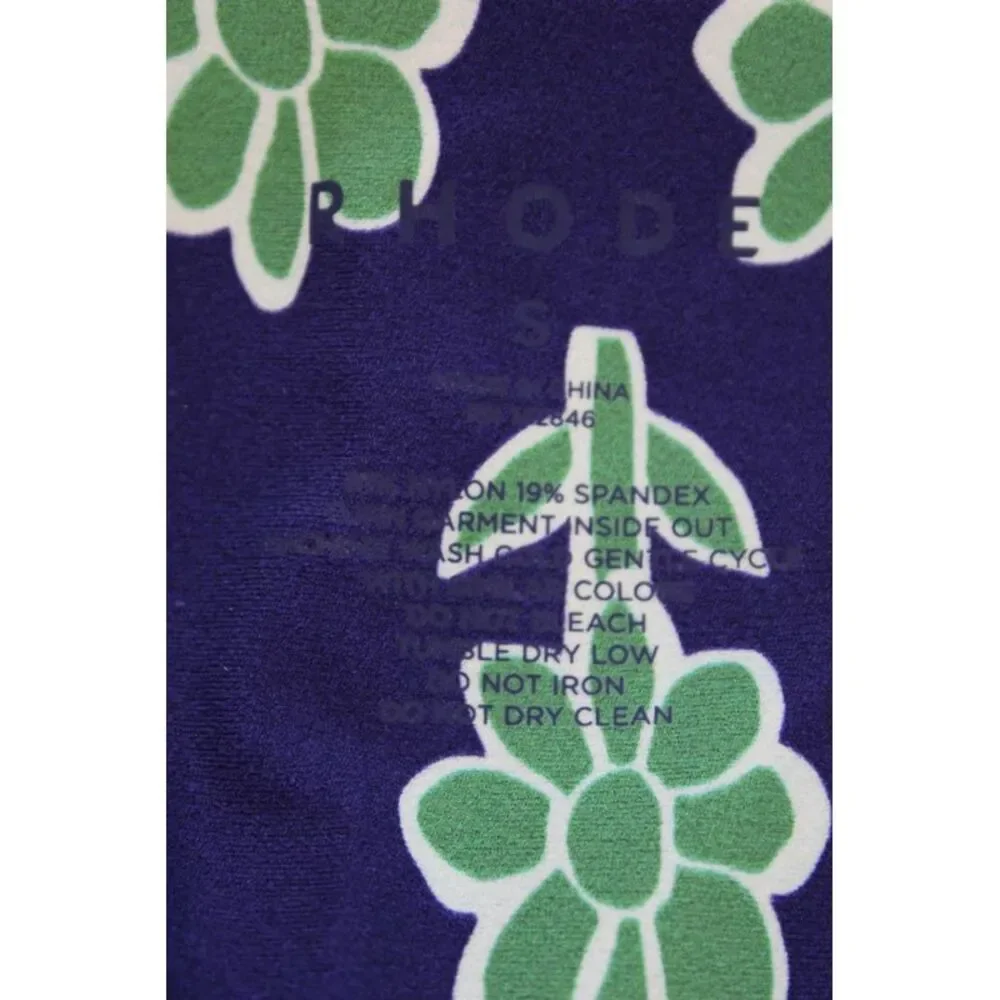 Rhode Womens Floral Print Naomi Biker Shorts Navy Blue Green Size Small